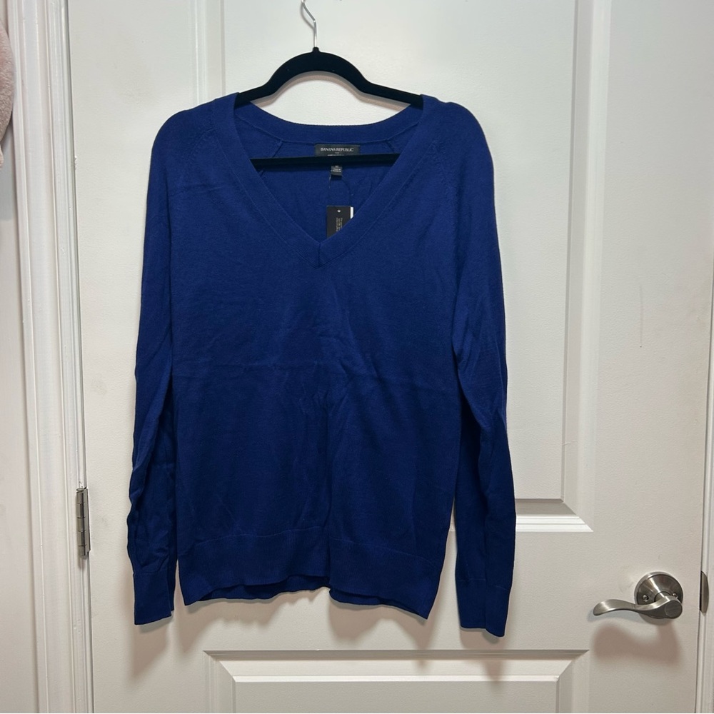 Banana Republic Women's V-Neck Sweater in Royal Blue